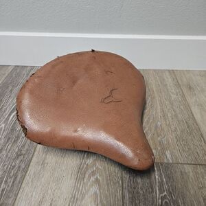 Vintage Prewar Bicycle Dual Spring Saddle Seat Cruiser Bike Tab Browm Leather